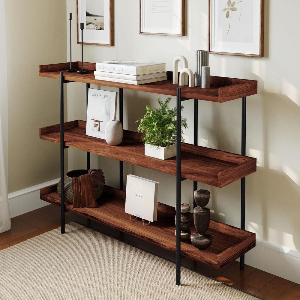 Carnegy Avenue Black/Brown 35 in. Rustic Wood Grain Open-Style 3 Carnegy Avenue Black/Brown 35 in. Rustic Wood Grain Open-Style 3