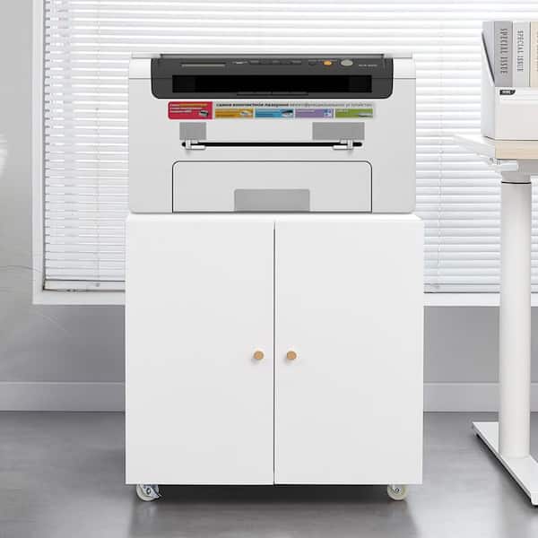 Boyel Living White 23.62 in. H Office Furniture Copier Storage Cabinet with Mobile Wheel