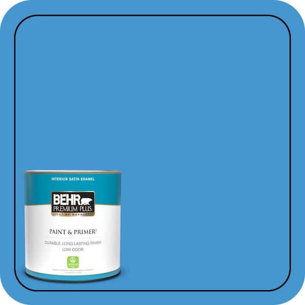 BEHR PREMIUM PLUS 1 qt. #P510-5 Perfect Sky Satin Enamel Low Odor Interior Paint & Primer