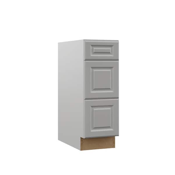 Hampton Bay Designer Series Elgin Assembled 12x34.5x23.75 in. Drawer Base Kitchen Cabinet in Heron Gray