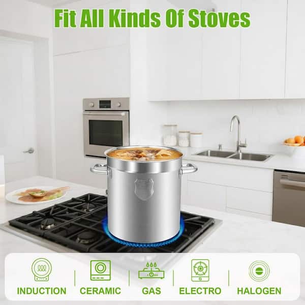 22 qt. 21 qt. Stainless Steel Stock Pot with Lid Heavy Duty