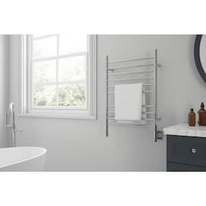 Argenta 10-Bar Electric Wall Mount Plug-In and Hardwire Towel Warmer with Integrated Timer in Polished Stainless Steel