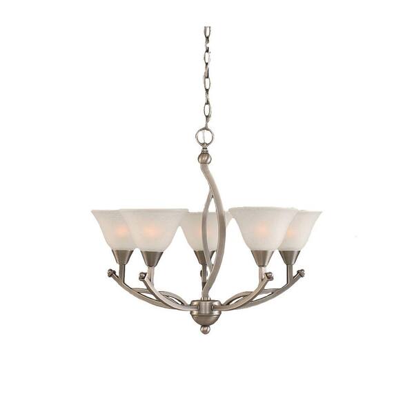 Filament Design Concord 5-Light Brushed Nickel Chandelier with White Marble Glass Shade