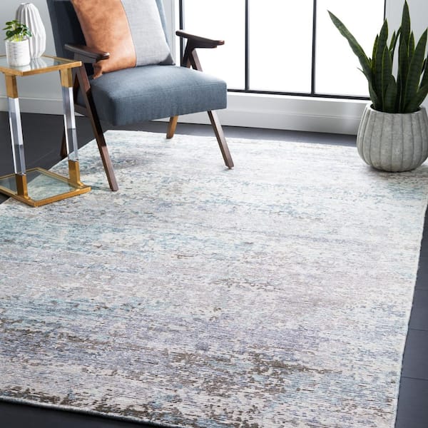 Tiffany 6 ft. x 9 ft. Silver/Blue Abstract Distressed Texture Area Rug