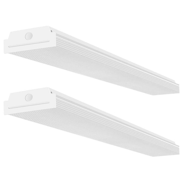 BIBIVIS 4 ft. ‎ 40-Watt White LED Wraparound Shop Lights for Garage, 4000K Flush Mount Office Ceiling Lighting, 2-Pack