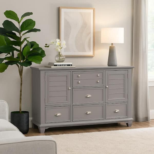 Gray 6 Drawers 60.9 in. Wide Chest of Drawers