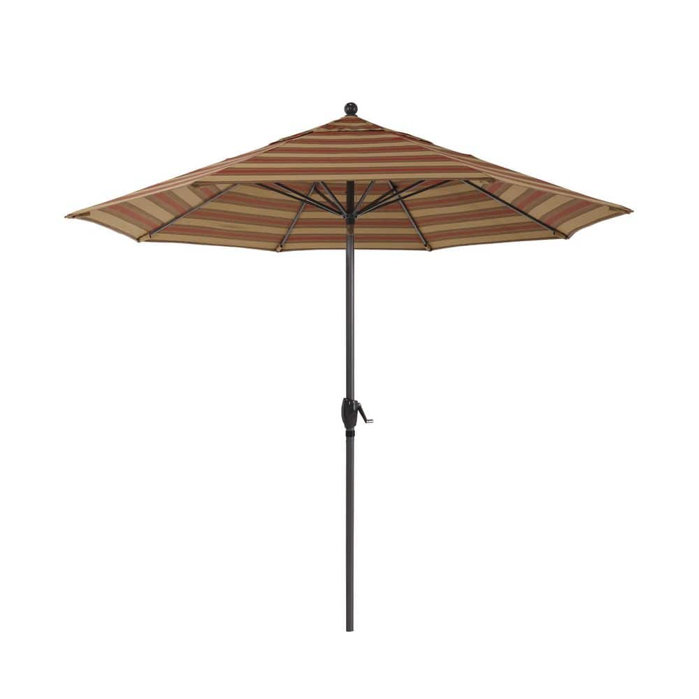 9 ft. Black Aluminum Market Patio Umbrella with Push Tilt Crank Lift in Zenith Brick Sunbrella price history on PriceWatchPro