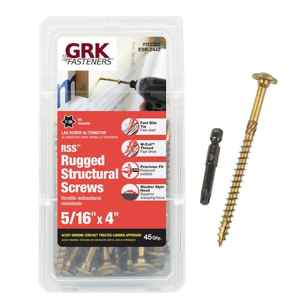 GRK Fasteners 5/16 in. x 4 in. Star Drive Round Head Rugged Structural Wood Screw (45-Piece per-Pack)