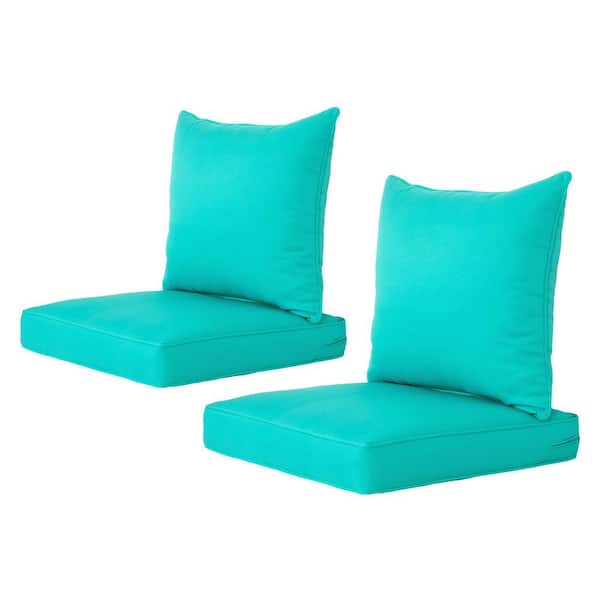 ARTPLAN Outdoor/Indoor Deep-Seat Cushion 24 in. x 24 in. x 4 in. For The Patio, Backyard and Sofa Set of 2 Lake Blue