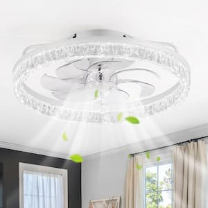 20 in. Indoor White Chandelier Ceiling Fan with Integrated LED Light and Remote Included