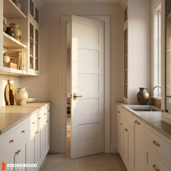 Krosswood Doors 28 in. x 96 in. Shaker 5-Panel Primed Solid Hybrid