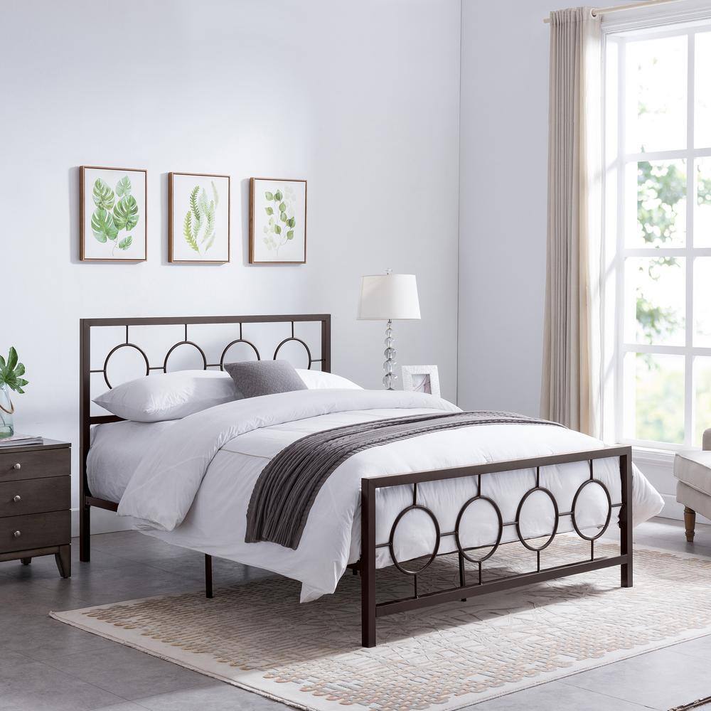 Francoise Queen Hammered Copper Metal Platform Bed Frame