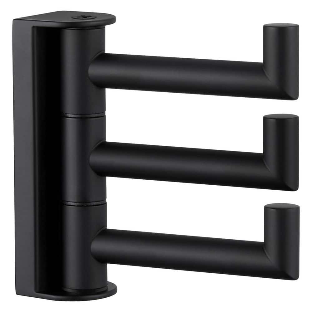 Swivel Towel Hook Bathroom Accessory in Matte Black, 3 Arms, Stainless Steel, Wall Mount, Modern Style price history on PriceWatchPro
