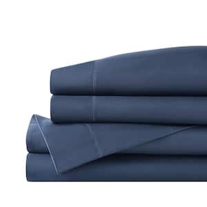 500 Thread Count Egyptian Cotton Sateen Midnight Blue 4-Piece King Sheet Set