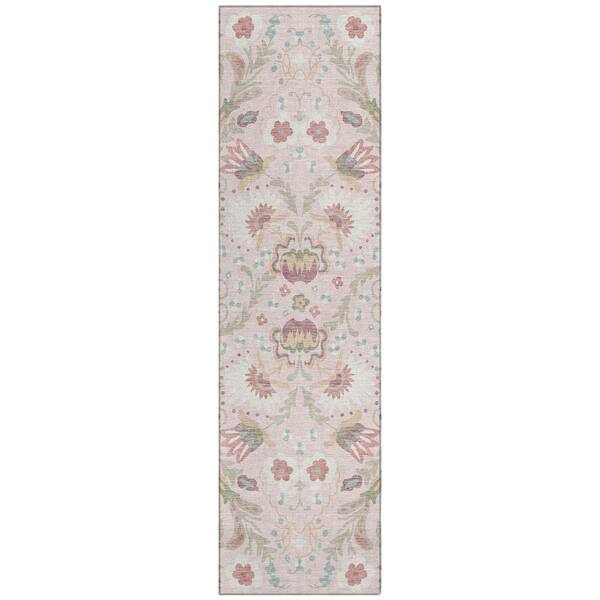 Chantille Machine Washable Indoor/Outdoor Abstract ACN3049 Pink 2 ft. x 7 ft. Runner Rug