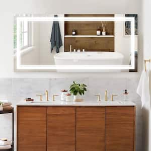 60 in. W x 28 in. H Rectangular Frameless Anti-Fog LED Lighted Wall Mounted Bathroom Vanity Mirror