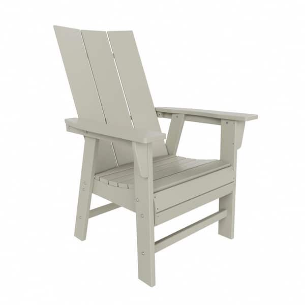 WESTIN OUTDOOR Shoreside Outdoor Patio Fade Resistant HDPE Plastic Adirondack Style Dining Chair with Arms in Sand