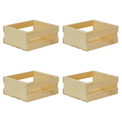 11.75 in. x 9.63 in. x 4.75 in. Small Wood Crate (4- Pack)