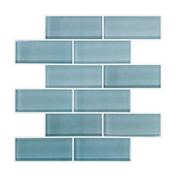 RoomMates Blue Seaglass 10.5 in. x 10.5 in. Vinyl Peel and Stick Tiles (Total sq. ft. covered 2.45 sq. ft./4-Pack)