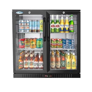 35 in. W 7.4 cu. ft. 2-Glass Door Counter Height Back Bar Cooler Refrigerator with LED Lighting in Black