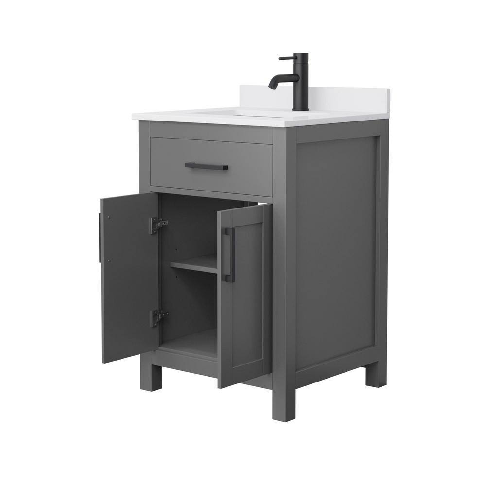 Beckett 24" Dark Gray Freestanding Bathroom Vanity with White Marble Top