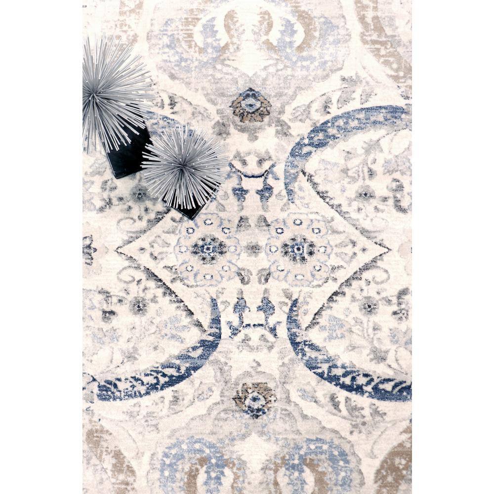 Off-White Easy Care Synthetic 4' x 6' Rectangular Area Rug