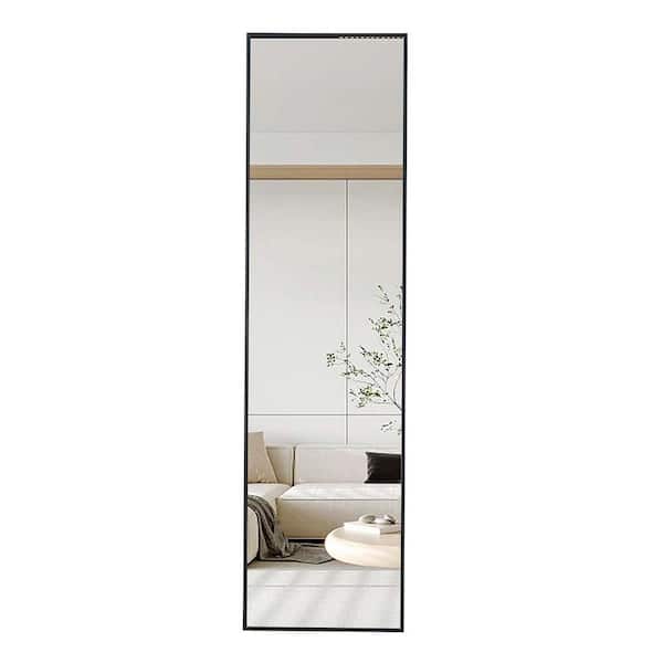 Unbranded 16 in. W x 59 in. H Rectangular Full Length Aluminum Alloy Framed Wall Bathroom Vanity Mirror in Black