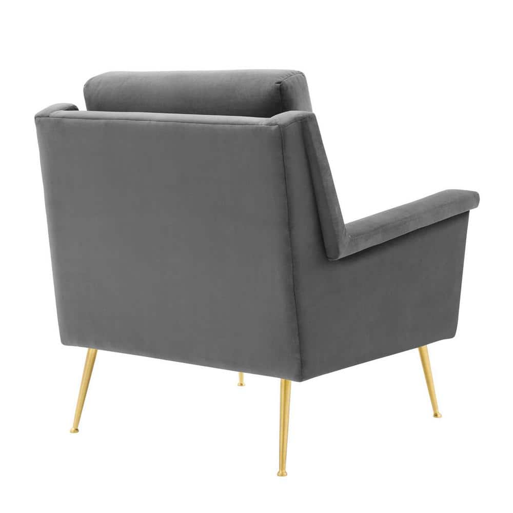 Chesapeake Gold & Gray Velvet Accent Armchair with Brushed Legs