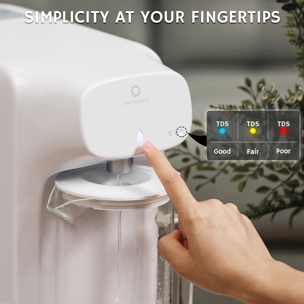 Compact White Reverse Osmosis Countertop Water Filter with Glass Pitcher