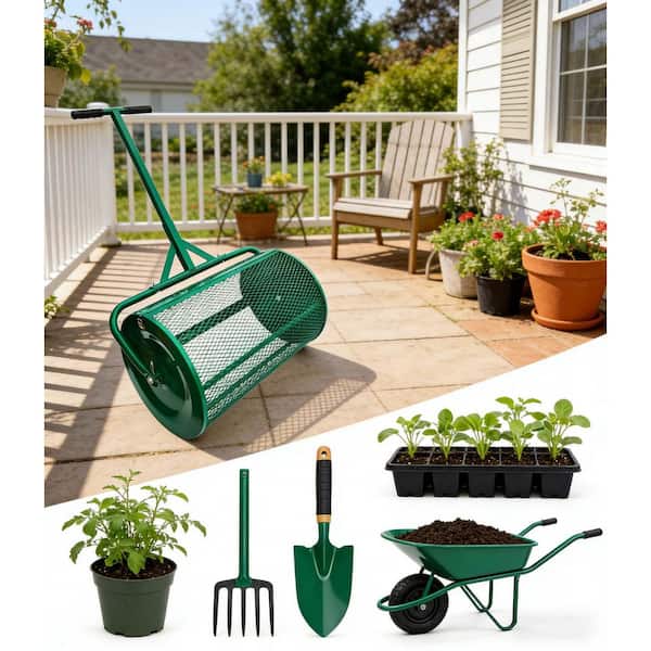 Original 24 in. Compost and Peat Moss Spreader Roller w/ T Shaped