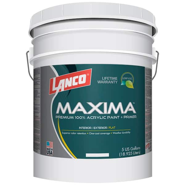 Lanco 5 Gal. Maxima 2-in-1 Paint and Primer Deep Base Interior/Exterior  Flat Latex Paint MA3912-2 - The Home Depot