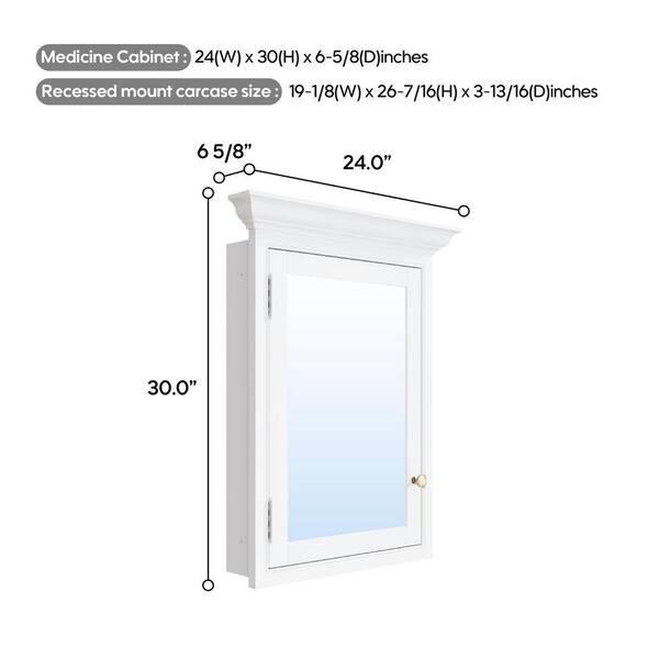 Jacuzzi 30-in x 26-in Rectangle Surface/Recessed Mirrored Medicine Cabinet