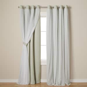 Talia Sand Solid Lined Room Darkening Grommet Top Curtain, 52 in. W x 84 in. L (Set of 2)