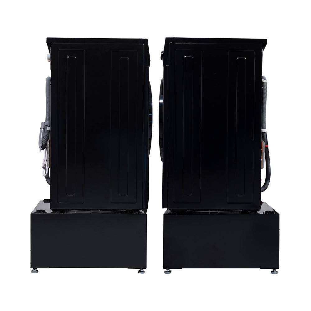 Black 1.62 cu. ft. Smart Electric All-in-One Washer Dryer with Pedestal