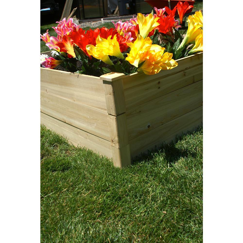 4 ft x 4 ft Natural Fir Wood Raised Garden Bed