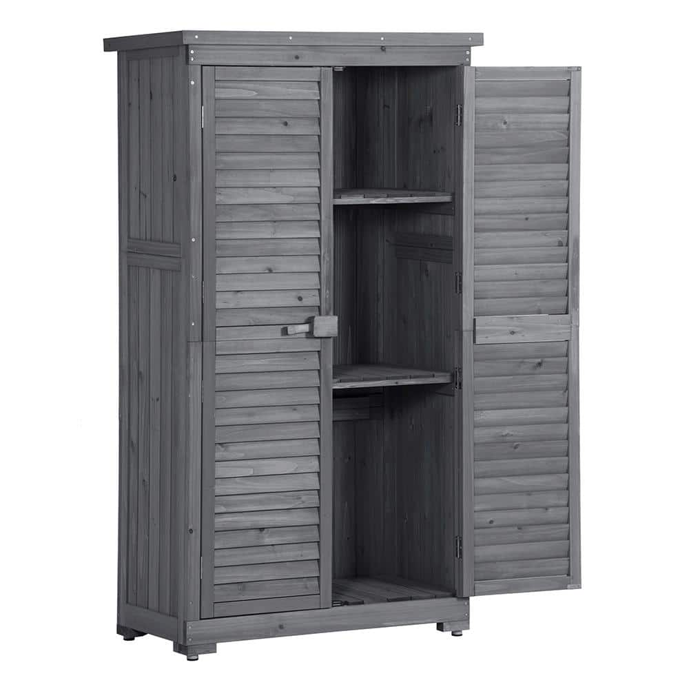 BTMWAY 2.8 ft. W x 1.5 ft. D Gray Outdoor Wood Storage Shed Tool ...