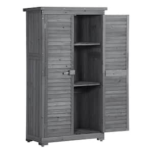 2.8 ft. W x 1.5 ft. D Gray Outdoor Wood Storage Shed Tool Cabinet with 2 Removable Shelves, Shutter Design(4 sq. ft.)