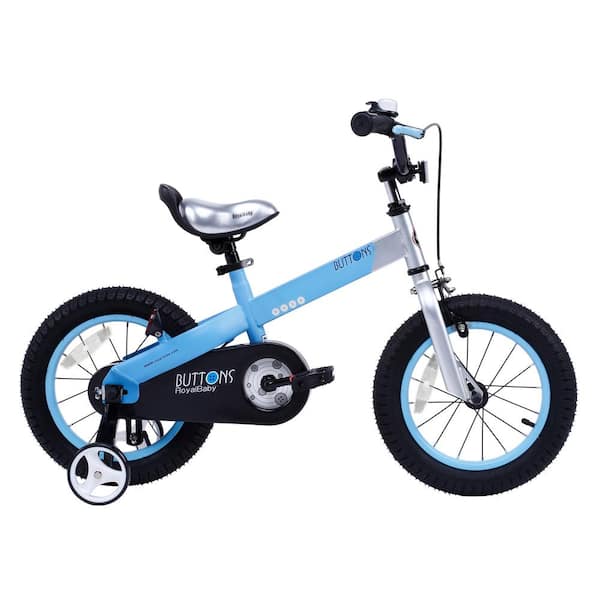 Royalbaby 14 in. Matte Buttons Kid's Bike, Boy's Bikes and Girl's Bikes with Training Wheels in Matte Blue