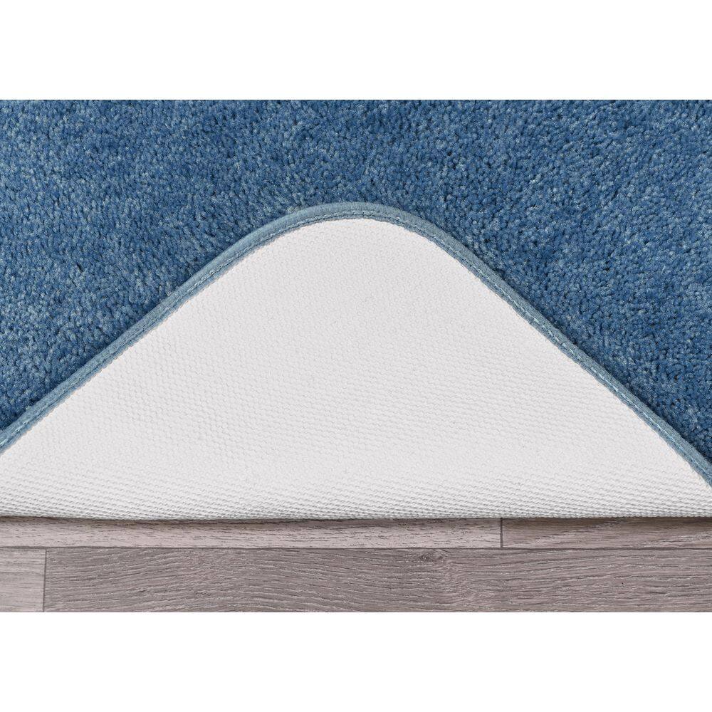 Traditional Basin Blue Nylon 3-Piece Bathroom Rug Set