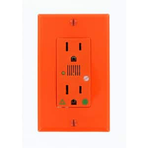 Decora Plus 15 Amp 125 V Hospital Grade Isolated Ground  Duplex Outlet/Receptacle w/ Alarm, Orange (1-Pack) 08280-IGO