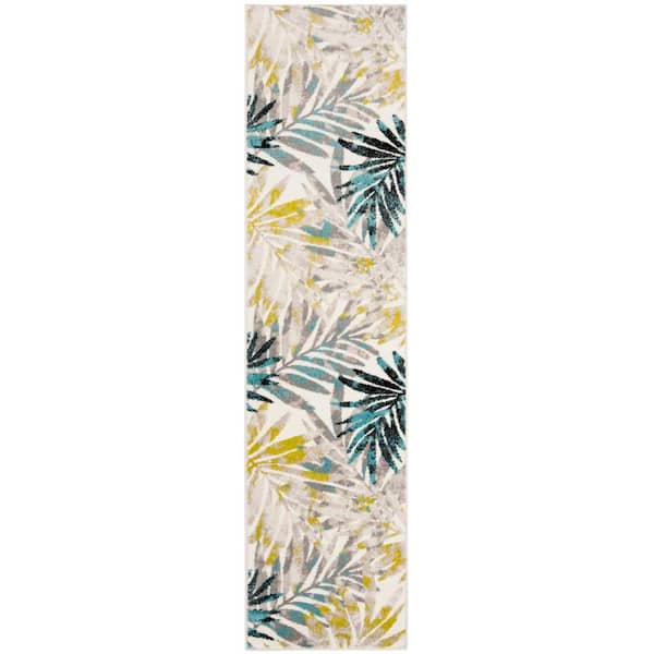 SAFAVIEH Skyler Gray/Green 2 ft. x 12 ft. Abstract Runner Rug