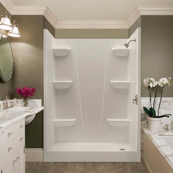 Aquatic A2 5 in. x 23 in. x 74 in. 2-piece Direct-to-Stud Shower Wall Panels in White