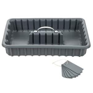 Professional Grade 17 in. Gray Polyethylene Tote Tray with 6-Dividers