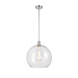 Athens 60-Watt 1 Light Polished Chrome Shaded Pendant Light with Clear glass Clear Glass Shade