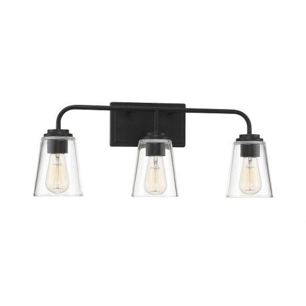 Sleek Matte Black 24" Outdoor Vanity Light with Dimmable Clear Glass Shades