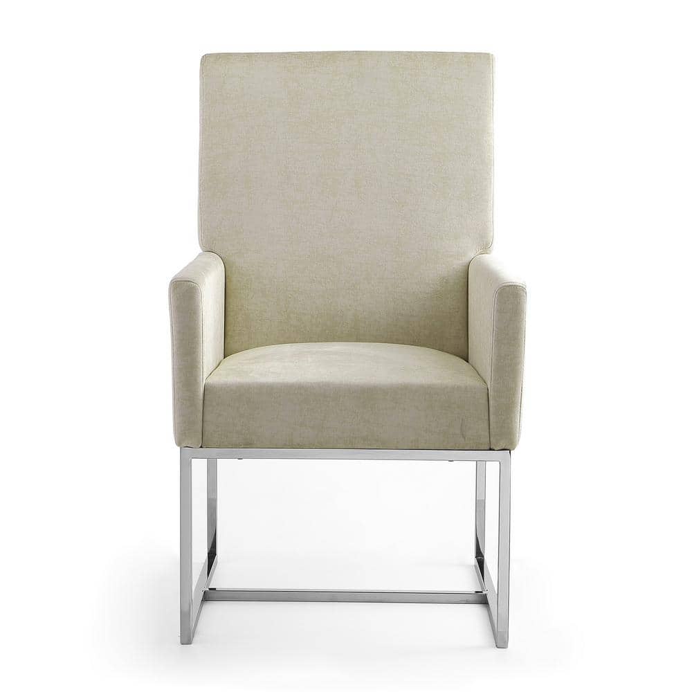 Champagne Velvet High-Back Metal Armchair