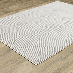 Monticello Gray/White 2 ft. x 8 ft. Modern Geometric Diamond Polyester Indoor Runner Area Rug