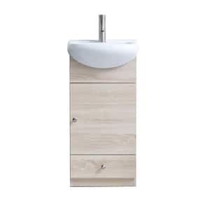 18 "W x 10 "D x 36"H Small Bathroom Vanity in Danube Oak with White Ceramic Single Sink