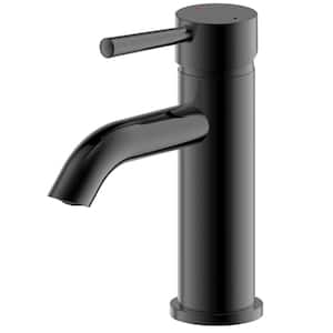 Moncalieri European Single Handle Single Hole Bathroom Faucet with Deckplate Included in Matte Black