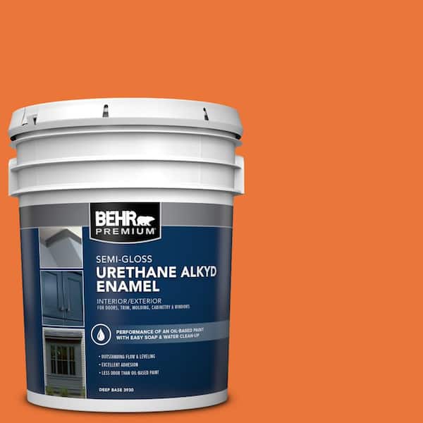 BEHR PREMIUM 5 gal. Home Decorators Collection #HDC-MD-27 Tart Orange Urethane Alkyd Semi-Gloss Enamel Interior/Exterior Paint